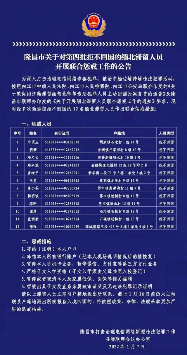 隆昌這12人拒不回國(guó)，懲戒來(lái)了！