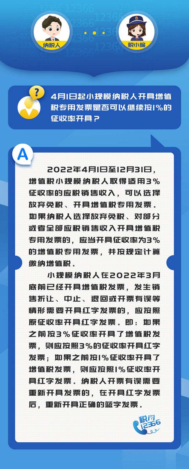 4月1日起小規(guī)模納稅人開專票可否繼續(xù)按1%征收率開具？