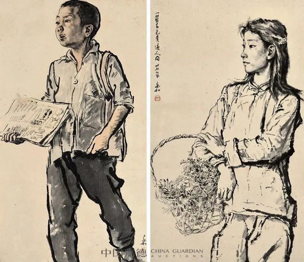 《賣報(bào)》和《一籃春色賣遍人間》！蔣兆和這兩幅舊作拍出575萬元