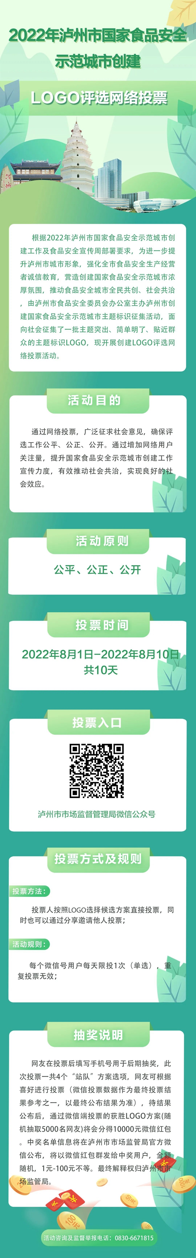 最后兩天，瓜分萬元紅包！瀘州市國家食品安全示范城市創(chuàng)建LOGO評選投票活動正在進行中！