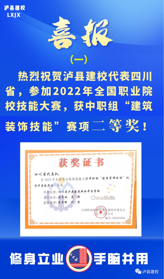 【國賽喜報】瀘縣建校獲兩項全國二等獎！