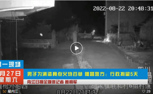 隆昌：男子消遣取樂點稻草引發(fā)火情！行拘5天