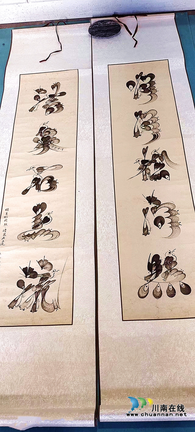 圖4：巫顯家用花鳥拼寫的書法作品.jpg