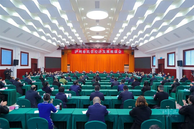 瀘州市民營(yíng)經(jīng)濟(jì)發(fā)展座談會(huì)上，市委書(shū)記楊林興與汪俊林、劉義騰等企業(yè)家代表話(huà)信心