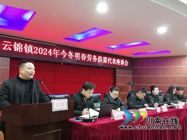 云錦鎮(zhèn)用工企業(yè)代表四川盟禹建設(shè)工程有限公司負(fù)責(zé)人王逃彬介紹公司用工情況.jpg