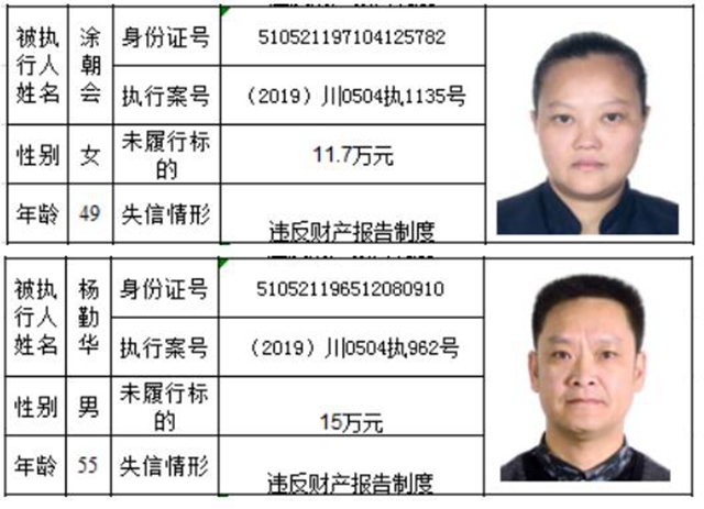 老賴哪里跑！瀘州市龍馬潭區(qū)人民法院曝光2020年第一批失信名單(圖9)