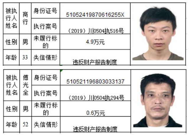 老賴哪里跑！瀘州市龍馬潭區(qū)人民法院曝光2020年第一批失信名單(圖13)