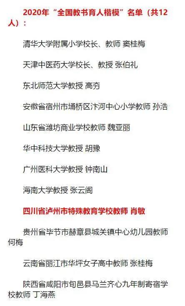 四川唯一！與鐘南山一起，江陽教師肖敏獲評“全國教書育人楷?！?圖1)