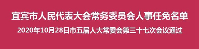 宜賓市人民代表大會常務(wù)委員會人事任免名單