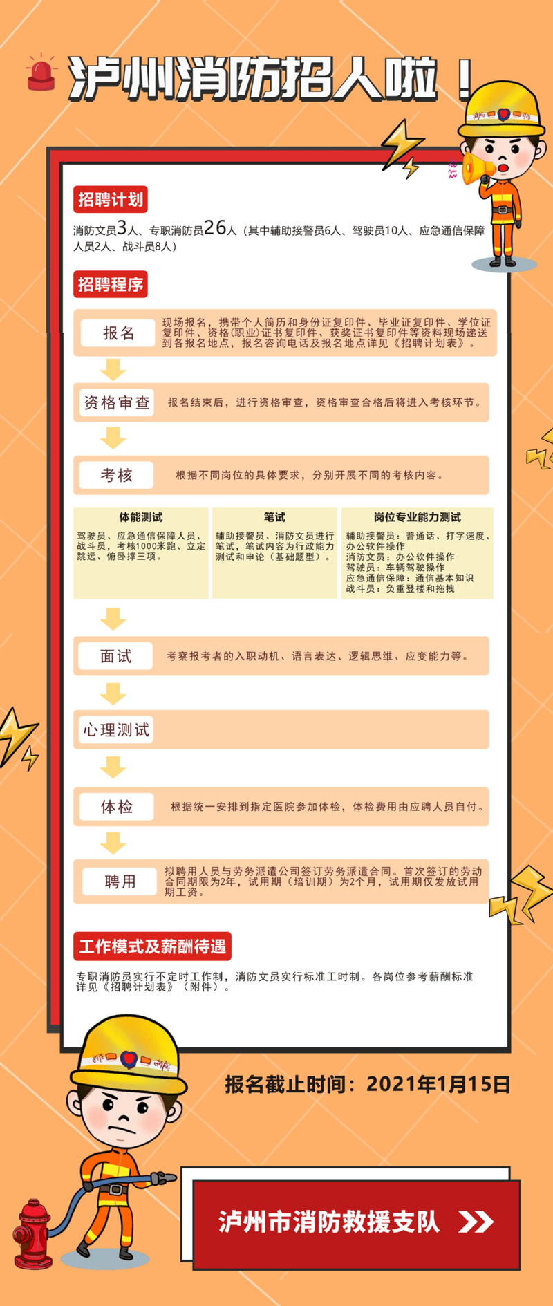 招聘丨瀘州消防招人啦！文員、戰(zhàn)斗員、駕駛員、接警員...總有你喜歡的崗位！