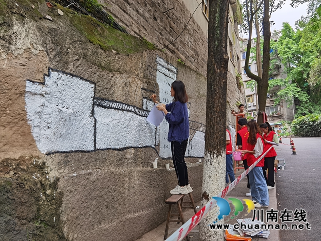 江陽(yáng)區(qū)大山坪街道麻柳灣社區(qū)開展老舊小區(qū)墻體彩繪志愿服務(wù)活動(dòng)(圖2)