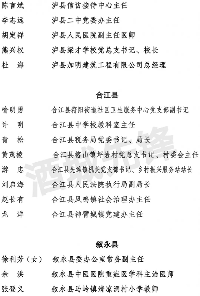 中共瀘州市委組織部關于全市“兩優(yōu)一先” 擬表彰對象的公示(圖3)