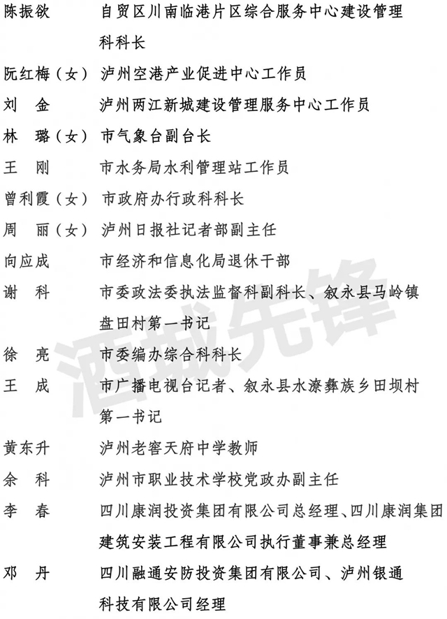 中共瀘州市委組織部關于全市“兩優(yōu)一先” 擬表彰對象的公示(圖5)