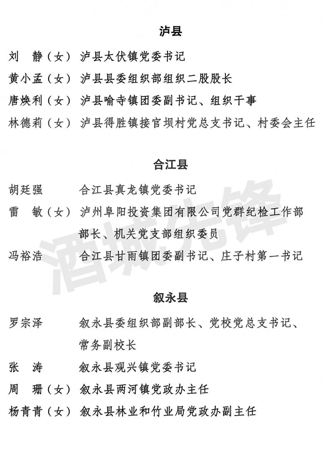 中共瀘州市委組織部關于全市“兩優(yōu)一先” 擬表彰對象的公示(圖8)
