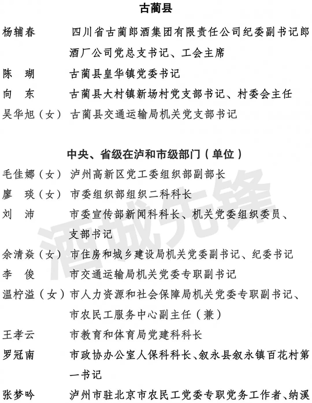 中共瀘州市委組織部關于全市“兩優(yōu)一先” 擬表彰對象的公示(圖9)