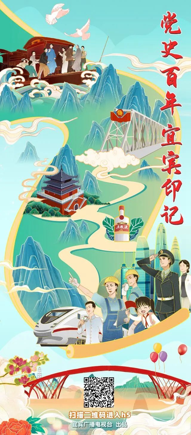 “宜賓百年印記”手繪圖出爐！超100個(gè)場(chǎng)景，細(xì)節(jié)太驚艷……(圖1)