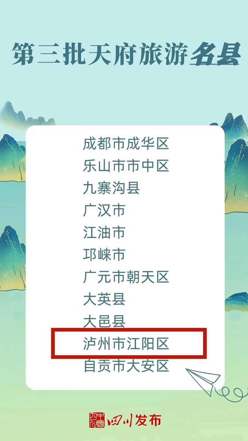第三批天府旅游名縣、首批天府旅游名牌公布，瀘州這些入選！(圖1)