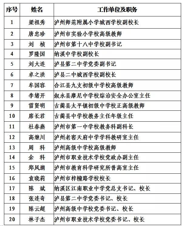 瀘州市2021年度“酒城英才”創(chuàng)新團隊和拔尖、領軍人才擬入選名單出爐(圖8)